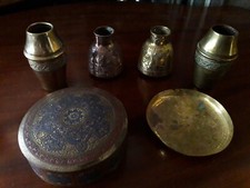 Lot of objects showcase vases copper box Niellée including Africa