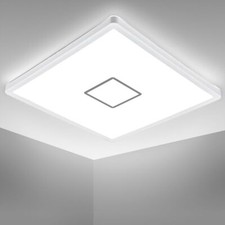 Plafonnier LED 29x29cm design carré salon 18W éclairage plafond ultra-plat blanc