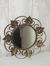 Beautiful lot of 2 old SUN MIRROR -- diam 39 and 33 cm -- metal decor leaves