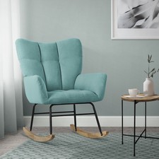 Fauteuil à bascule balançoire chaise de relaxation de salon sauge aspect éponge