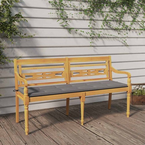 Banc batavia avec coussin gris - avec,