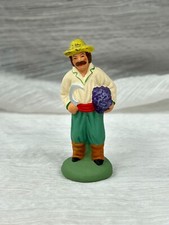 Vintage Santons Escoffier Tedder Man Crib France Clay Figurine 2 7/8" Tall