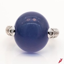 Pomellato Anneau 18K or Blanc Pierre de Lune Diamants Tw / Vs Gr.52 - Fullset