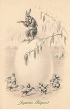 EASTER #SAN47254 VIENNA HARE PLAYING FLUTE FERRY ON AN EGG ENTO