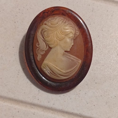 Broche camée ovale - , profil