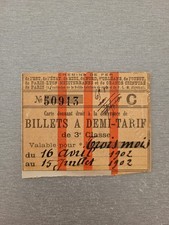 Ancienne Carte billet train chemins de fer 1902