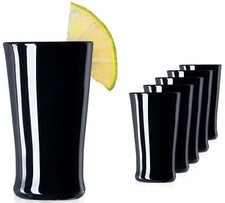 Lot of 6 Black Glass Shot Glasses - Vodka Glasses - Shot Glasses - Glass...