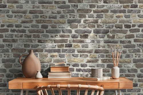 Papier peint brique - papier, en