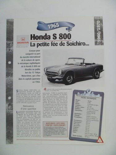 Carte fiche auto honda - carte,