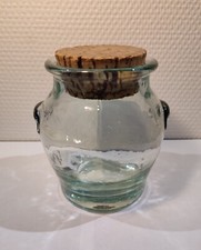 Nice little glass jar, vintage condiment jar, cork cap