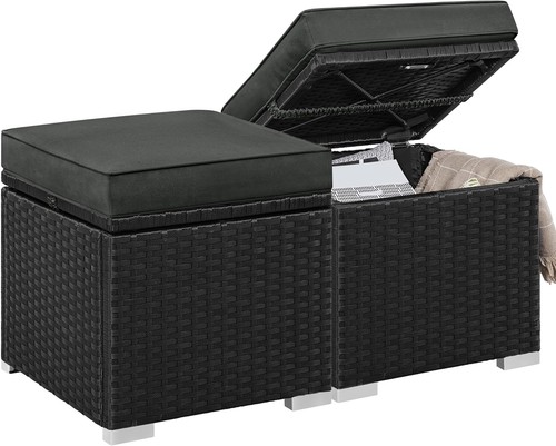 Wicker ottomans set - wicker,
