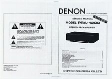 Manuel De Service Pour Denon PRA-1200