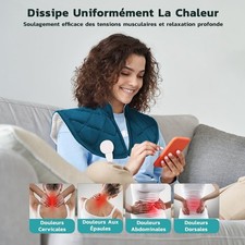 Coussin Chauffant Cervical Électrique,Téléc LCD, 5 Niv Chauf (40-60°),Vosfeel