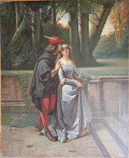 XIXe Huile Toile Scene