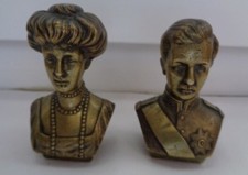 PRESSE PAPIER  BUSTE EN BRONZE ROI ALBERT 1ER ET REINE ELISABETH II