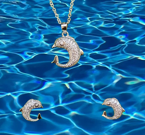 Ensemble pendentif dauphin - , +