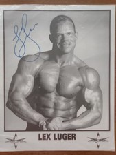 lex luger 8x10 black & white signed photo mint ungraded original