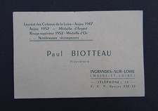 Carte de visite AU CUL DU TONNEAU Ingrandes Paul BIOTTEAU vin Loire visit card