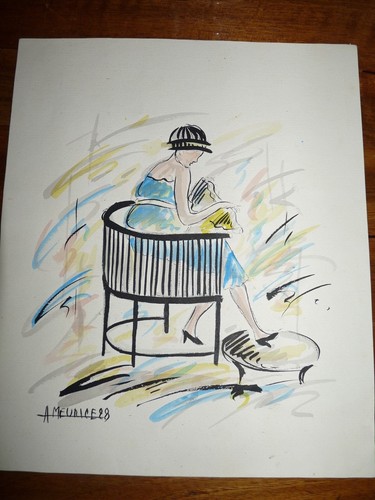 Superb original watercolor - , on