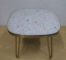 Vintage 50S 60S Mosaic Stone Flower Table With Loop Feet