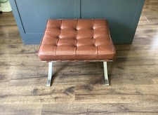 Authentic Original Knoll Barcelona Stool Brown Leather Chair Free Shipping