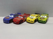 Four Disney Pixar Cars 1:43 Diecast Pull N Race Cars All Works 19,74,82 And 95