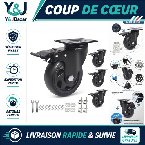 Roulettes pivotantes frein 100