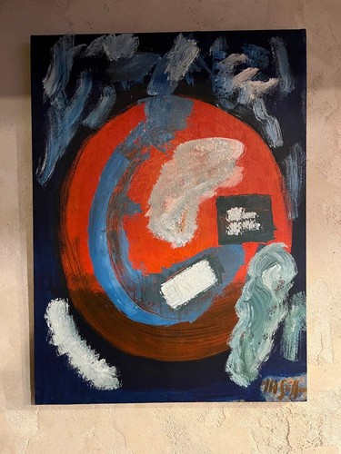 Peinture contemporaine bleue.