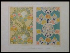 TENTURES ART NOUVEAU, ROSES, CAPUCINES -1898- LITHOGRAPHIE, BEAUCLAIR