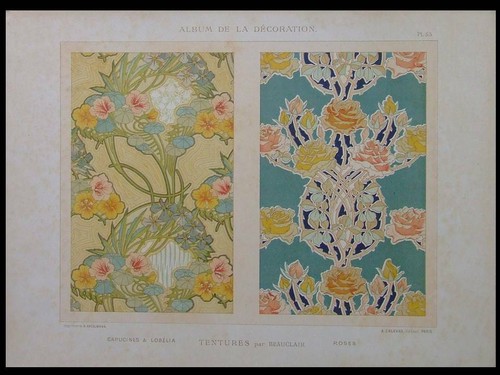 Tentures art nouveau roses - tentures,
