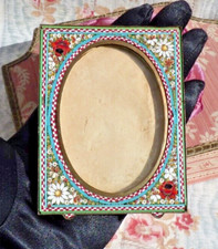 OLD STYLIZED FLOWER FRAME in MICRO MOSAIC circa 1900