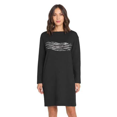 Robe noire coton manches - en,