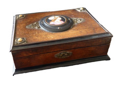 old sewing jewelry box with