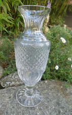 Val Saint Lambert Vintage Retro Cut Crystal Pineapple Vase 22.5cm Light Veil