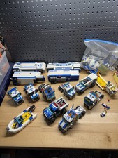 Huge Lego Police Vehicle Lot Truck Minifigures City Trailer Command Center Boat 