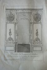 BLONDEL (1705-1774) LARGE ENGRAVING 18TH CENTURY FIREPLACE ARCHITECTURE DECORATION