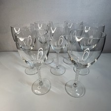 Cristal D’Arques Fleury 7 3/4” Clear Crystal Water  Wine Goblets Set of 7 France
