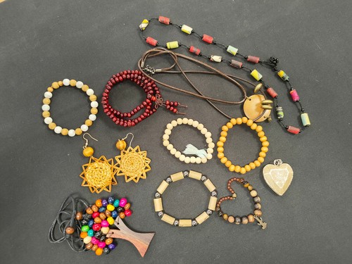 Lot bijoux bois collier - lot,