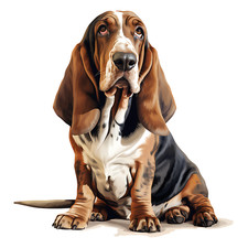 Autocollant Basset Hound 9 x 9