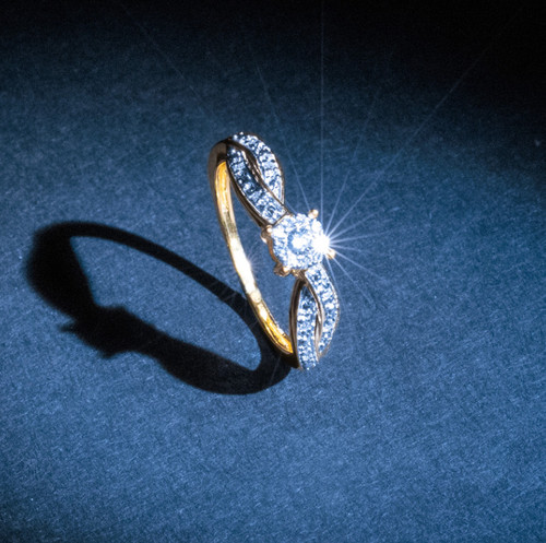 Bague 375 avec diamants - bague, or