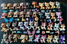 Random 5PCS Pet Shop lps Dog and Cat Figures Collectable with 7 Accessories Rare