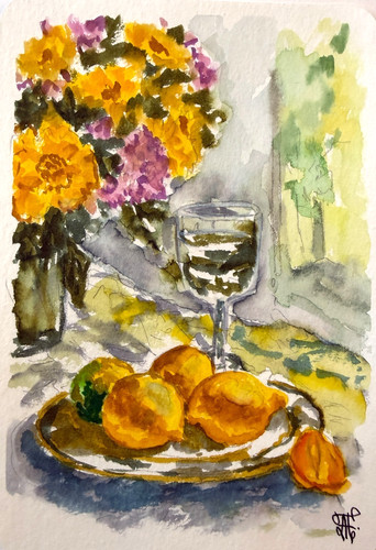 Peinture citrons nature - , morte