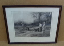 Gravure RABBIT SHOOTING Vénerie scène de Chasse aux lapins au furet