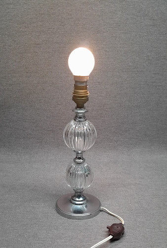 Lampe chrome boule verre - en,