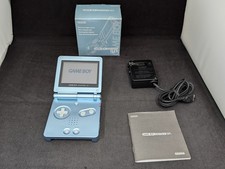 L4513 Nintendo Gameboy Advance SP console Pearl Blue Japan GBA w/box adapter