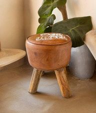 Tabouret Ottoman En Cuir