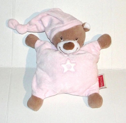 Doudou nattou ours rose marron - nattou,