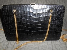 Sac en cuir imit croco noir