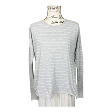 Frank & Eileen Gray White Stripe Long Sleeve Tee Top Relaxed Fit Soft Cotton XS