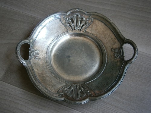Plat presentoir metal argente - plat,